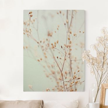 Natural canvas print - Pastel Buds On Wild Flower Twig - Portrait format 3:4