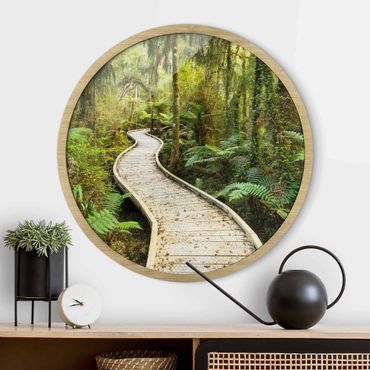 Circular framed print - Path In The Jungle