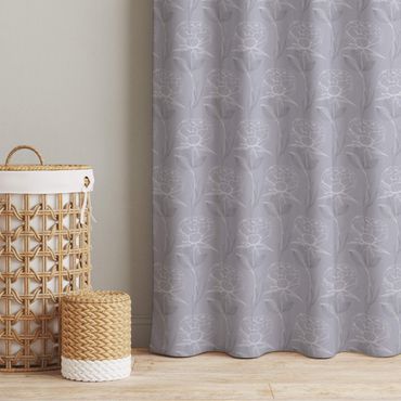 Curtain - Peony Pattern - Pastel Greyish Violet