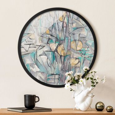 Circular framed print - Piet Mondrian - Composition X