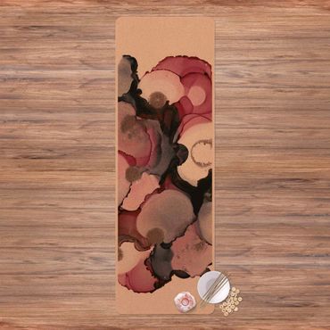 Yoga mat - Pink Beige Drops With Pink Gold