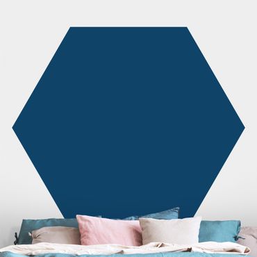 Self-adhesive hexagonal pattern wallpaper - Prussian Blue