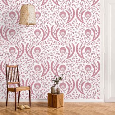 Wallpaper - Tendrils with Fan Flowers in Antique Pink