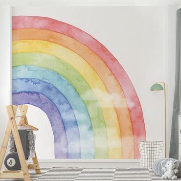 Wallpaper - Rainbow And Clowds Watercolour