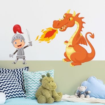 Wall sticker - Knight with Fire Dragon