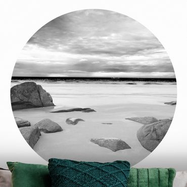 Self-adhesive round wallpaper beach - Rocky Coast