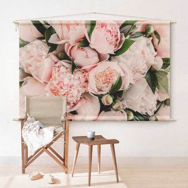 Tapestry - Pink Peonies With Leaves