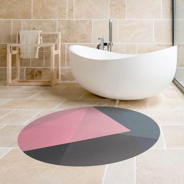 Vinyl Floor Mat round - Pink Transparency Geometry