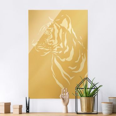 Glass print - Safari Animals - Portrait Tiger Beige - Portrait format