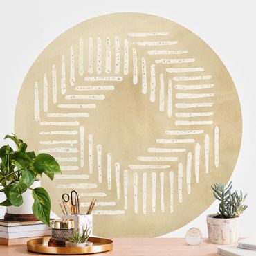 Self-adhesive round wallpaper - Sand Coloured Modern Geometry