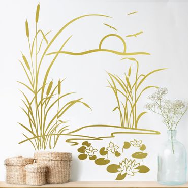 Wall sticker - Reed With Waterlilies