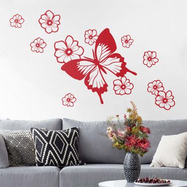 Wall sticker - Butterfly with blossoms