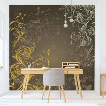 Wallpaper - Flourishes In Gold And Silver