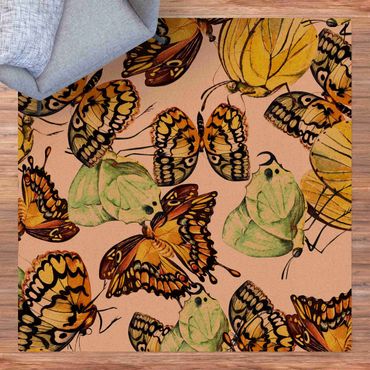 Cork mat - Swarm Of Yellow Butterflies - Square 1:1