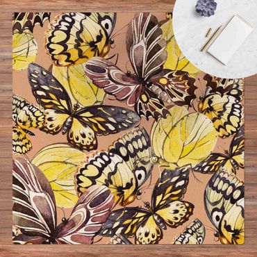 Cork mat - Swarm Of Butterflies Brimstone Butterfly - Square 1:1