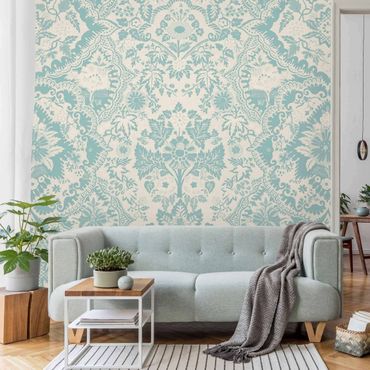 Wallpaper - Shabby Baroque Wallpaper In Azure