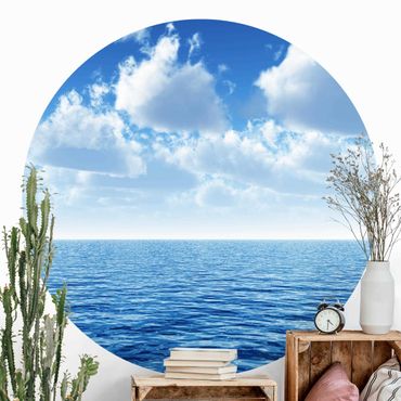 Self-adhesive round wallpaper beach - Shining Ocean