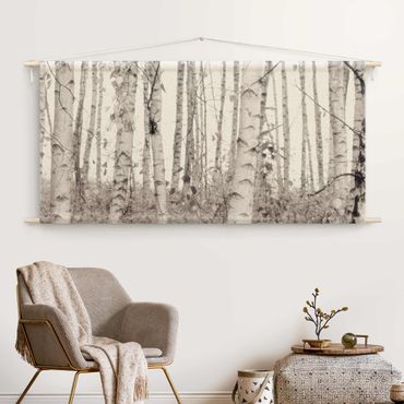 Tapestry - Silver Birch Tree In White Light
