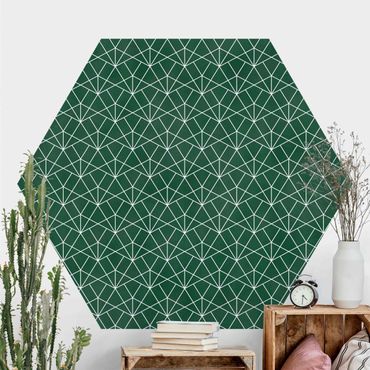 Self-adhesive hexagonal pattern wallpaper - Emerald Art Deco Line Pattern