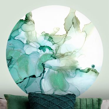 Self-adhesive round wallpaper - Emerald-Coloured Storm II