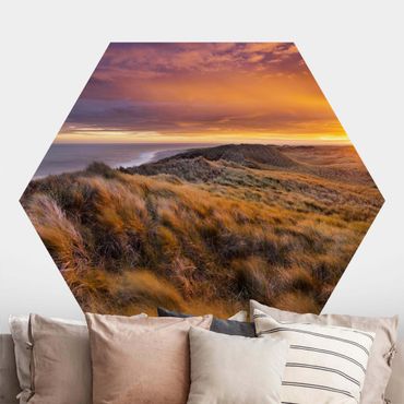 Self-adhesive hexagonal pattern wallpaper - Sunrise On The Beach On Sylt