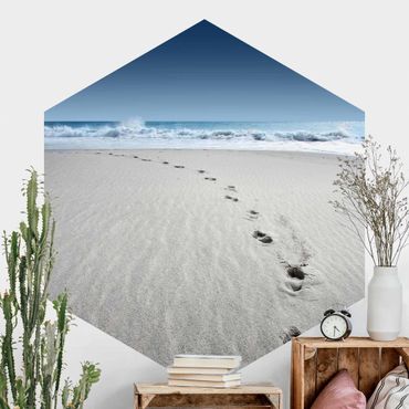 Self-adhesive hexagonal pattern wallpaper - Traces In The Sand