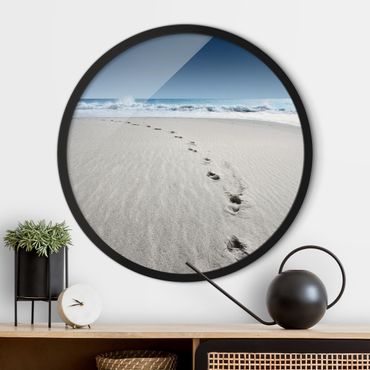 Circular framed print - Traces In The Sand