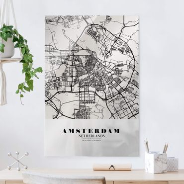 Glass print - Amsterdam City Map - Classic - Portrait format