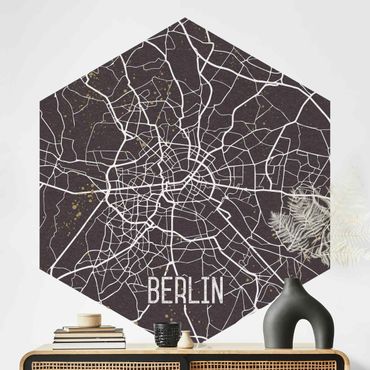 Self-adhesive hexagonal pattern wallpaper - City Map Berlin - Retro