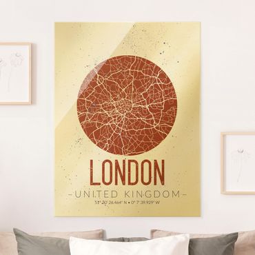 Glass print - City Map London - Retro