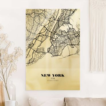 Glass print - New York City Map - Classic - Portrait format