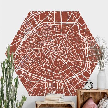 Self-adhesive hexagonal pattern wallpaper - City Map Paris - Retro