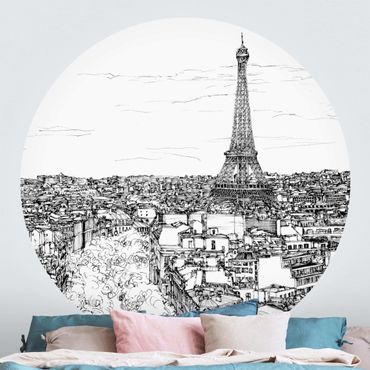 Self-adhesive round wallpaper - City Study - Paris