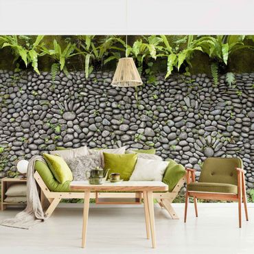 Wallpaper - Stone Wall With Plants