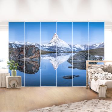Sliding panel curtains set - Stellisee Lake In Front Of The Matterhorn - Panel
