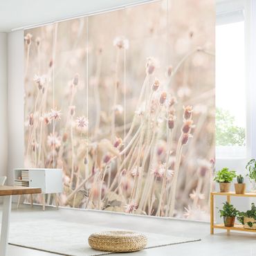 Sliding curtain set - Watercolour Monstera Leaves In Gold - Panel