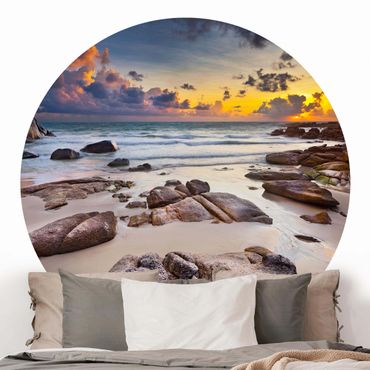 Self-adhesive round wallpaper beach - Sunrise Beach In Thailand