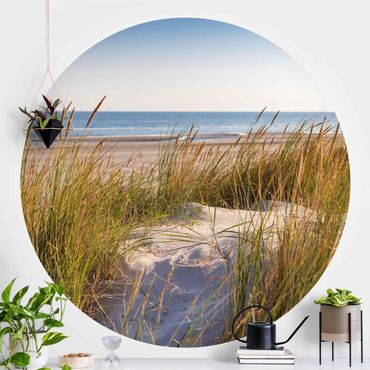 Self-adhesive round wallpaper beach - Beach Dune At The Sea