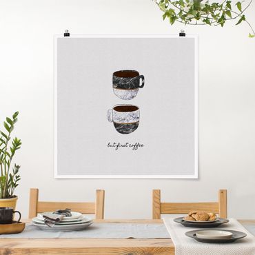 Poster - Coffee Mugs Quote But first Coffee