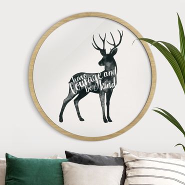 Circular framed print - Animals With Wisdom - Deer