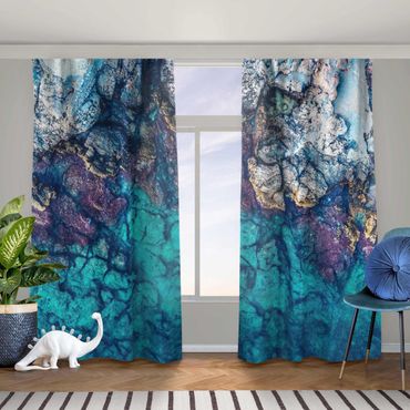 Curtain - Top View Colourful Rocky Coastline