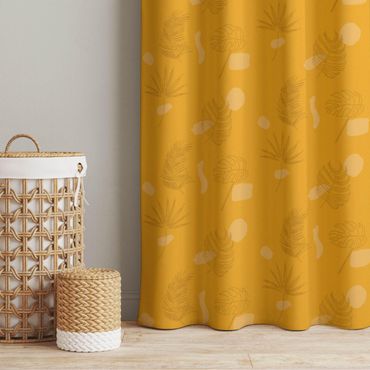 Curtain - Tropical Leaf Pattern - Warm Yellow