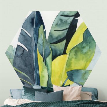 Self-adhesive hexagonal pattern wallpaper - Tropical Foliage - Banana