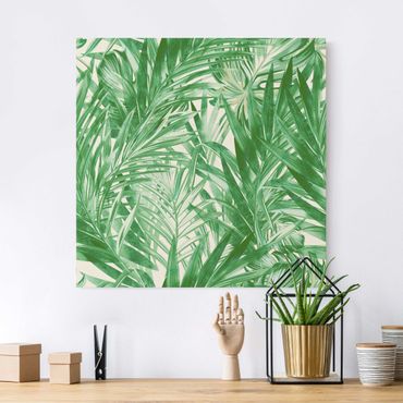 Natural canvas print - Tropical Undergrowth Green - Square 1:1