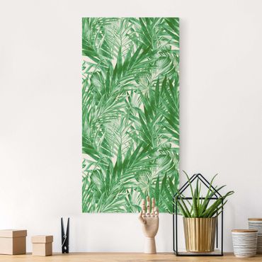 Natural canvas print - Tropical Undergrowth Green - Portrait format 1:2