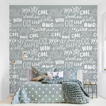 Wallpaper - Typography Hello Super Wow On Grey