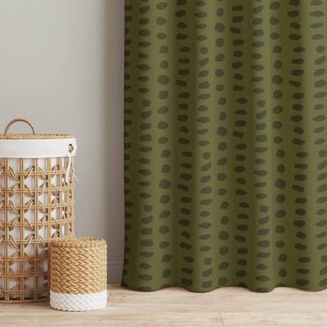 Curtain - Unequal Dots Pattern - Olive Green