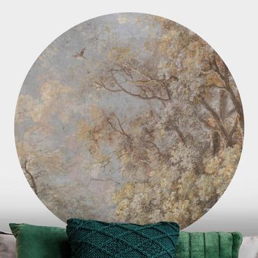 Self-adhesive round wallpaper - Enchanted Forest In The Morning