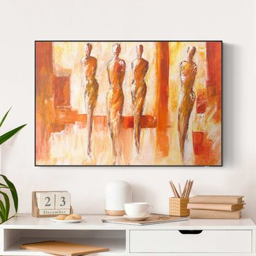Print with acoustic tension frame system - Four Figures In Orange