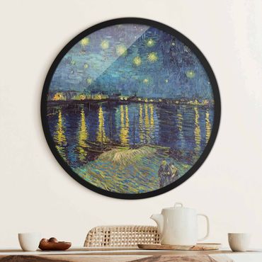 Circular framed print - Vincent Van Gogh - Starry Night Over The Rhone
